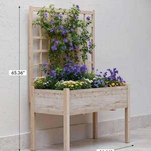 Upphöjd odlingslåda med höga ben i trä för grönsaker, örter och blommor