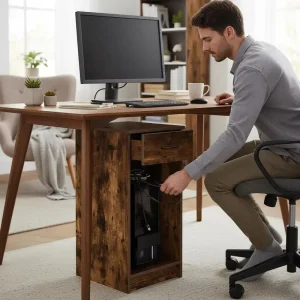 Alternative view of Computer cabinet med låda för PC-torn och kabelförvaring