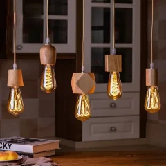 Vintage pendellampa i trä med E27-sockel, bambu och traditionell stil 26 Vintage pendellampa i trä med E27-sockel, bambu och traditionell stil