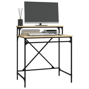 Sonoma ek-skrivbord 80x50x90 cm i konstruerat trä och järn