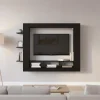 Vägghängt TV-bord i svart ek 152 x 22 x 113 cm, modern stil