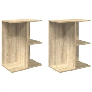 Alternative view of Set med 2 sängbord i Sonoma ek med låda, 46,5 x 29 x 61 cm