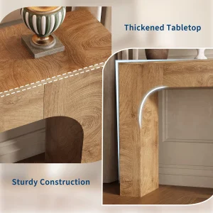 Slim modern farmhouse konsolbord i trälook för hall och soffan