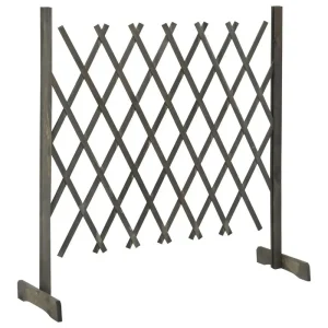 Grå spaljéfence 120 x 90 cm i massivt granträ, expanderbar