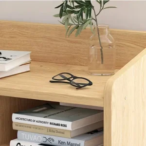 Alternative view of Modern minimalistisk sängbord i trä med 4 lådor och montering