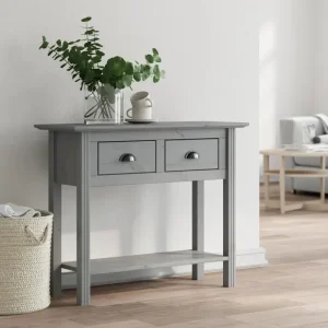 Rustik konsolbord i massiv furu med lådor och hylla