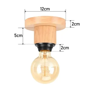 Modern taklampa i trä och metall med E27-sockel, svart cage-design