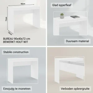 Modernt vitt skrivbord 90x40x72 cm i träbaserat material