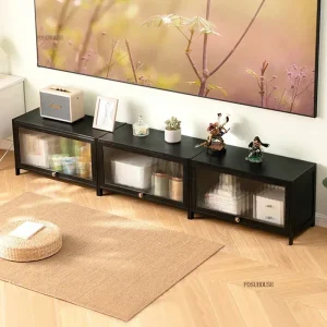 Modern TV-bänk i trä med flipdörrar för vardagsrum, 80 cm