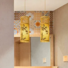 Japansk bambu-ljuskrona i zenstil för tehus, restaurang och hotell