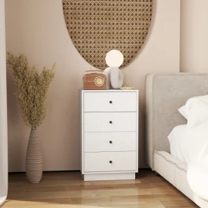Modernt sideboard med 4 lådor, vit förvaring till vardagsrum och hall