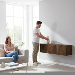 Alternative view of Vägghängt TV-skåp i rökt ek 120 x 30 x 30 cm av ingenjörsträ