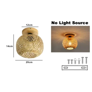 Bambu taklampa med E27, varmvit, 20–30 cm för inomhusbruk
