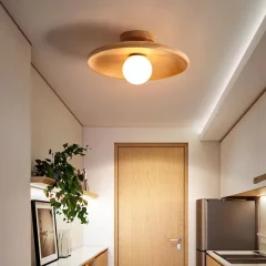 Modern trä taklampa i logg- eller valnötsfärg med G9-fäste