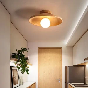 Modern trä taklampa i logg- eller valnötsfärg med G9-fäste