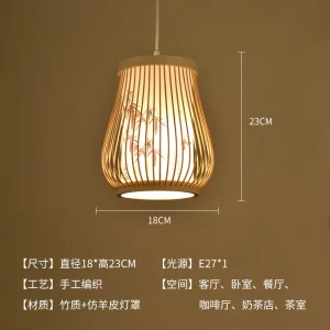 Bambu taklampa i kinesisk stil, handflätad pendellampa E27 17 Bambu taklampa i kinesisk stil, handflätad pendellampa E27