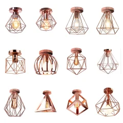 Vintage taklampa i järn med E27 och roséguldfinish för hall och entré 33 Vintage taklampa i järn med E27 och roséguldfinish för hall och entré