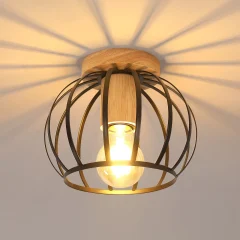 Modern halvmonterad taklampa i svart metall för hall och entré