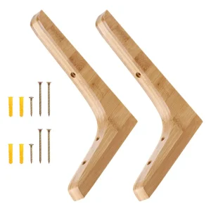 Triangulära hyllkonsoler i massivt trä, 2-pack för väggmontering