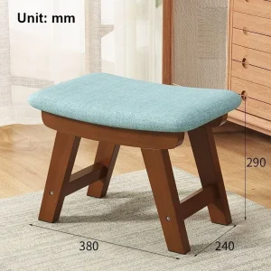 Modern minimalistisk pall i massivt trä med kudde och halkskydd