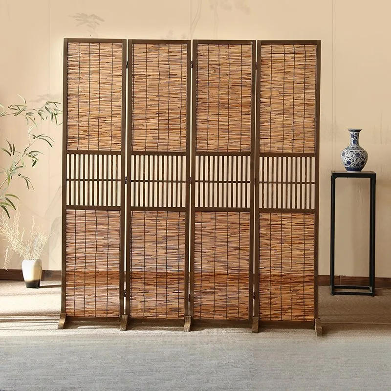 Reedskärm i zen- och retrostil – vikbar rumsavdelare 2 Reedskärm i zen- och retrostil – vikbar rumsavdelare - Bild 2