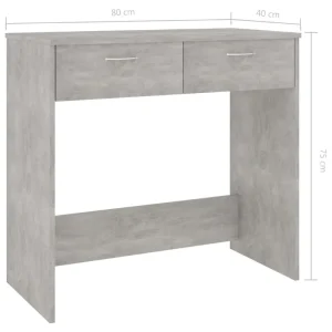 Modernt datorbord i betonggrått, 80x40x75 cm med låda