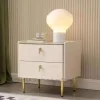 Minimalistiskt nattduksbord i trä med 2 lådor, modern och nordisk stil