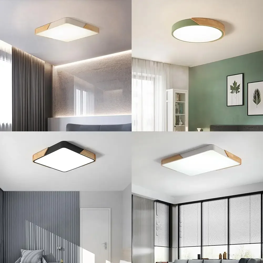 Modern nordisk LED-taklampa i trä, dimbar med fjärrkontroll 6 Modern nordisk LED-taklampa i trä, dimbar med fjärrkontroll - Bild 6