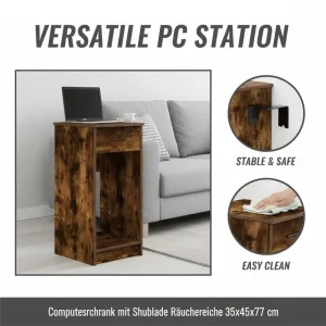 Computer cabinet med låda för PC-torn och kabelförvaring