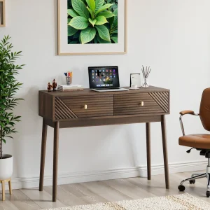 Mid-Century modern konsolbord med två lådor och öppen förvaring