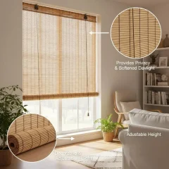 Rullgardin i bambu 140x160 cm, naturlig ljusfiltrerande fönsterskärm 31 Rullgardin i bambu 140x160 cm, naturlig ljusfiltrerande fönsterskärm