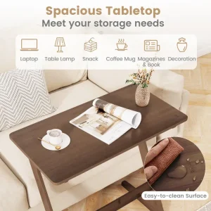 Bambu Z-format soffsidobord med rymlig och platsbesparande bordsskiva