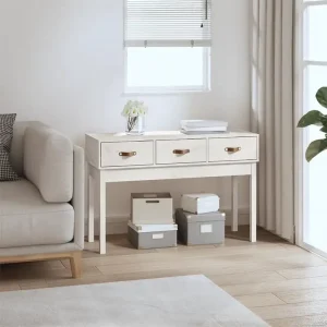 Rustik konsolbord i massivt trä med 2 lådor för hall och vardagsrum