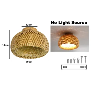 Bambu taklampa med E27, varmvit, 20–30 cm för inomhusbruk