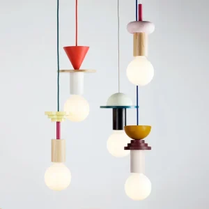 Nordisk pendellampa i trä med LED, E27 och modern design