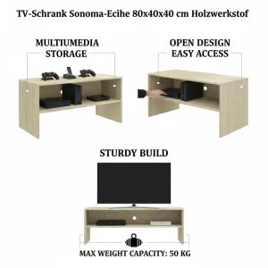 TV-bänk Sonoma-ek 80x40x40 cm i konstruerat trä