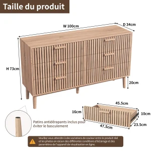 Modern byrå i trä med 4, 5 eller 6 lådor för hall och vardagsrum