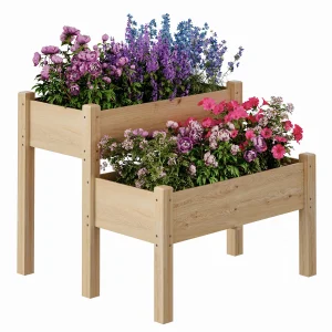Upphöjd odlingslåda med höga ben i trä för grönsaker, örter och blommor