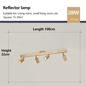Nordisk taklampa i trä med vridbara spotlights för vardagsrum 28 Nordisk taklampa i trä med vridbara spotlights för vardagsrum