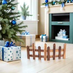 Julgransstaket för husdjur i trä och järn, avtagbart 32 cm