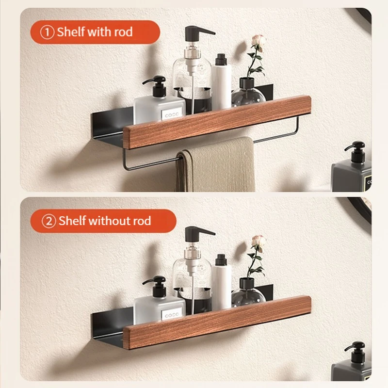 Vägghylla i trä och aluminium för badrum, hörnmodell 3 Vägghylla i trä och aluminium för badrum, hörnmodell - Bild 3