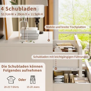 Modern byrå i trä med 4 eller 6 lådor, anti-tip och förvaring