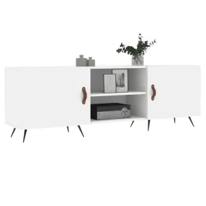 Vitt TV-bänk 150x30x50 cm i konstruerat trä för vardagsrum