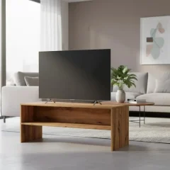 Handgjort TV-bord i ek 100x40x40 cm av konstruerat trä