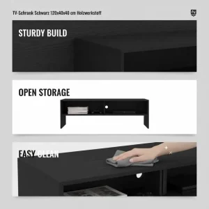 TV-bänk i svart och Sonoma ek, 120 x 40 x 40 cm