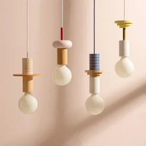 Nordisk pendellampa i trä med LED, E27 och modern design