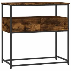 Alternative view of Smal konsolbord i rökt ek 75x40x75 cm med metallram