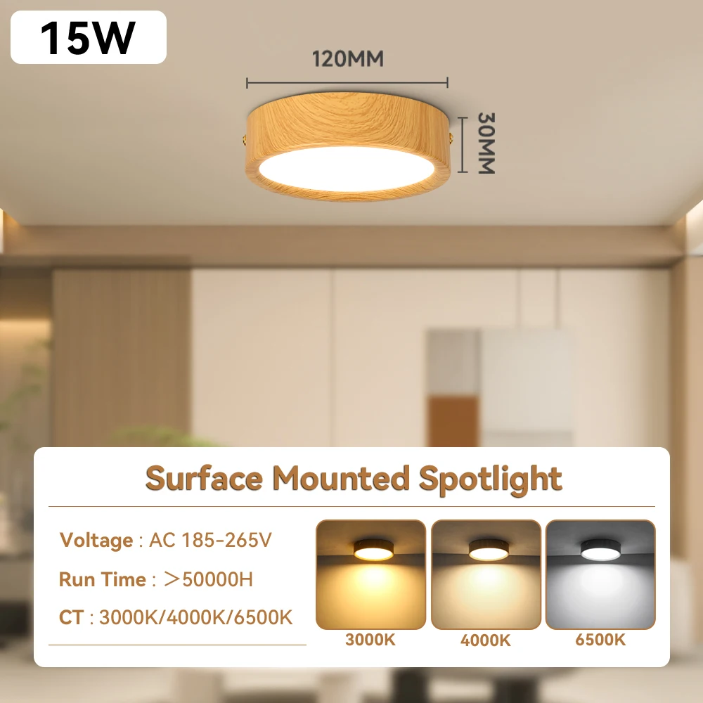 GX53 taklampa i trä med LED, 220V för vardagsrum och korridor 9 GX53 taklampa i trä med LED, 220V för vardagsrum och korridor - Bild 9
