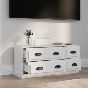 Blankvit TV-bänk 100x35,5x45 cm i konstruerat trä med 4 lådor