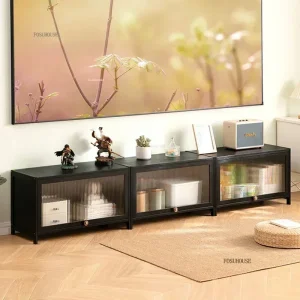 Alternative view of Modern TV-bänk i trä med flipdörrar för vardagsrum, 80 cm